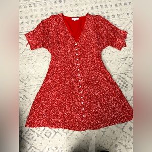 Madewell dress, red with white pattern, size 2